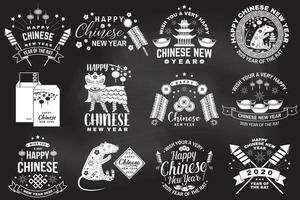 gelukkig chinees nieuwjaar op het bord. chinees nieuwjaar felicitatie klassieke ansichtkaart. banner voor websitesjabloon vector