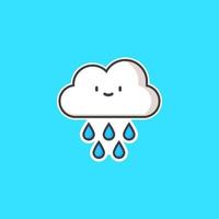 leuke illustratie van wolken die geïsoleerde sticker blauwe achtergrond regenen vector