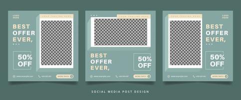 set van minimalistische pastel groene mode flyer of social media banner vector