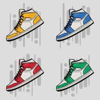 sneakers set met verschillende kleuren vector