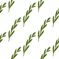 geïsoleerd naadloos botanisch patroon met eenvoudige kruidentakjesvormen. groene sieraad. witte achtergrond. vector