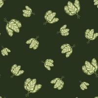 naadloze patroon bos spinazie salade op donkergroene achtergrond. eenvoudig ornament met sla. vector