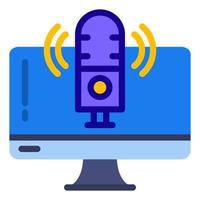 audiomicrofoon, microfoon op beeldscherm met audiovisualizer-pictogram vector