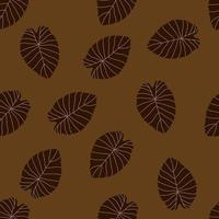 herfstbladeren doodle silhouetten naadloze patroon. bruin blad. val willekeurige botanische achtergrond. vector