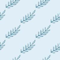 naadloze pasteltinten naadloze patroon met blauwe omtrek bladeren takken ornament. pastel lichte achtergrond. vector