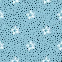 blauwe plumeria naadloze bloemenpatroon op stippen achtergrond. exotisch tropisch behang. vector