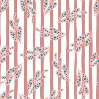 naadloos willekeurig patroon met roze abstracte vormen van het aardornament. wit gestreepte achtergrond. vector