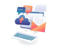 upload e-mailgegevens naar cloudserver vector