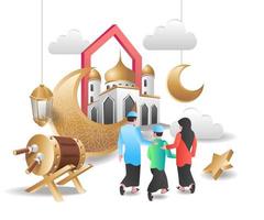 koran aan de deur van de moskee, ramadan karim concept illustratie vector
