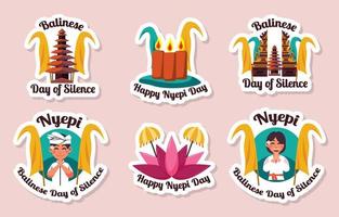 dag van stilte nyepi sticker collectie vector