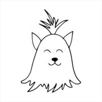 vector portret van een yorkshire terrier in doodle cartoon stijl. huisdier illustratie in lijn kunststijl