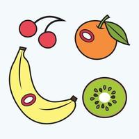 grappige tekenfilmreeks van verschillende vruchten vector