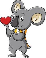 de schattige koala houdt het liefdesteken voor valentijn vast vector