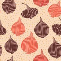 creatief uienbol plantaardig behang. ui in doodle stijl naadloze patroon. vector