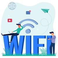 illustratie vector grafische stripfiguur van wifi