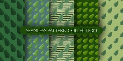 set van groene palettonen naadloos vegetarisch patroon met avocado's. voedsel achtergrond collectie. vector