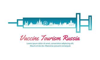 concept reiskunst van vaccintoerisme van rusland vector