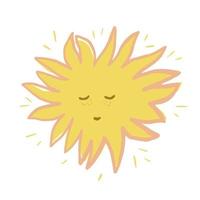 felle zon glimlach geïsoleerd op een witte achtergrond. abstracte schattig ontwerp gele en roze kleur doodle. vector