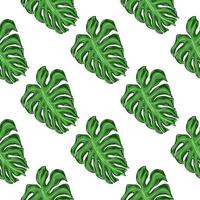 natuur naadloos patroon met groene monstera gebladerte print. witte achtergrond. eenvoudige natuurprint. vector