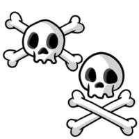 menselijke schedel en gekruiste knekels. het hoofd van de dode. piratenvlag jolly roger. vector