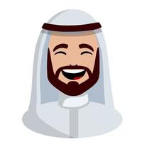 lachend gezicht van Arabische man in witte nationale klederdracht. avatar voor sociaal netwerk vector