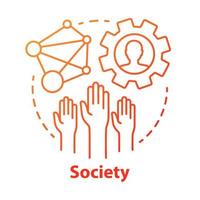 samenleving concept icoon. gemeenschap, sociale integratie en relaties idee dunne lijn illustratie. sociale verantwoordelijkheid, solidariteit en tolerantie. vector geïsoleerde overzichtstekening