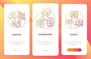 aandachtstekortstoornis veroorzaakt het onboarding-paginascherm van de mobiele app. samenleving walkthrough 3 stappen grafische instructies met concepten. ui, ux, gui vectorsjabloon met lineaire kleurenillustraties vector