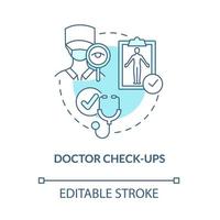 dokter check-ups blauw concept icoon. risico op artritis vermindering abstracte idee dunne lijn illustratie. fysiek onderzoek. medische keuring. vector geïsoleerde omtrek kleur tekening. bewerkbare streek