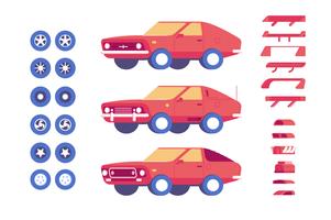 Auto voertuig onderdelen maatwerk mod illustratie set vector