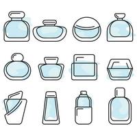 flessen met parfum vector lineart icon set