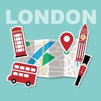 Londen kaartpictogram, platte vectorillustratie vector