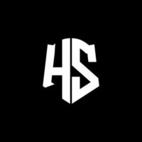 hs monogram brief logo lint met schild stijl geïsoleerd op zwarte achtergrond vector