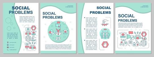 sociale problemen brochure sjabloon lay-out. asociaal gedrag, conflicten. flyer, boekje, folder printontwerp met lineaire illustraties. vectorpaginalay-outs voor tijdschriften, rapporten, reclameposters vector