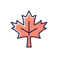 esdoornblad rgb kleur pictogram. veelgebruikt symbool van Canada. historisch teken en oriëntatiepunt. centraal element van de Canadese nationale vlag. geïsoleerde vectorillustratie. eenvoudige gevulde lijntekening vector