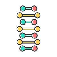 dna spiraal kettingen kleur icoon. verbonden punten, lijnen. deoxyribonucleic, nucleïnezuur helix. spiraalvormige strengen. chromosoom. moleculaire biologie. genetische code. genetica. geïsoleerde vectorillustratie vector