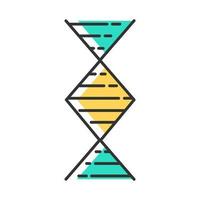 ruitvormig dna-helix kleurpictogram. deoxyribonucleïnezuur, nucleïnezuurstructuur. spiraalvormige strengen. chromosoom. moleculaire biologie. genetische code. genoom. genetica. geïsoleerde vectorillustratie vector