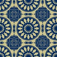 etnische naadloze strakke vector patroon. blauwe en gouden mandala's. kan worden gebruikt voor het ontwerpen van stof, hoezen, behang, tegels.