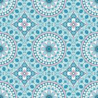 etnische strakke vector patroon. blauwe ruit en cirkel mandala's. kan worden gebruikt voor het ontwerpen van stof, hoezen, behang, tegels.