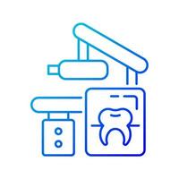 tandheelkundige x-ray apparatuur kleurovergang lineaire vector pictogram. het vastleggen van de mond van de patiënt in één beeld. radiografische ingreep. dunne lijn kleur symbool. moderne stijlpictogram. vector geïsoleerde overzichtstekening