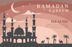 elegante en esthetisch mooie platte ramadan kareem wenskaartsjabloon voor spandoek vector