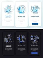 genezen van longontsteking onboarding mobiele app paginascherm. thuiszorg walkthrough 3 stappen grafische instructies met concepten. ui, ux, gui vectorsjabloon met lineaire nacht- en dagmodusillustraties vector