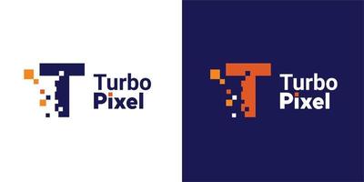 minimalistisch punt letter t-logo. t letter pixel mark digitaal 8 bit vector