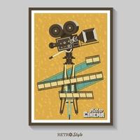 ouderwetse filmcamera. vector poster retro bioscoop met plaats voor tekst. vintage filmrol.