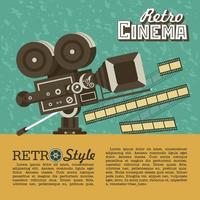 ouderwetse filmcamera. poster in vintage stijl met plaats voor tekst. retro bioscoop. vector