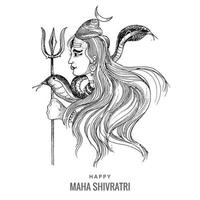 hand tekenen hindoe heer shiva schets voor Indiase god maha shivratri achtergrond vector