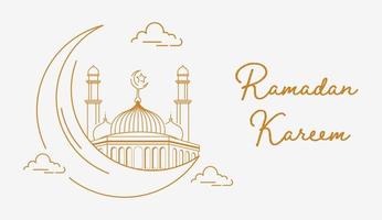 ramadan kareem groet banner ontwerp met moskee lijntekeningen