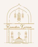 ramadan kareem groet banner ontwerp met moskee lijntekeningen