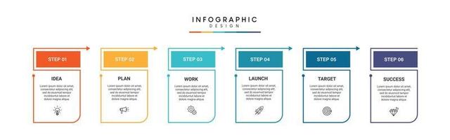 stappen zakelijke tijdlijn proces infographic sjabloonontwerp met pictogrammen vector