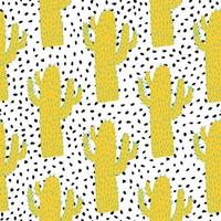 schattig cactus naadloos patroon op polka dot achtergrond. doodle exotisch behang. vector