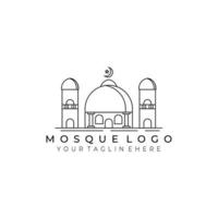 moskee logo lijn kunst vector illustratie ontwerp minimalistisch modern. architectuur creatief buiten natuur monoline schets lineair eenvoudig gebouw constructie islam moslim religie ramadan